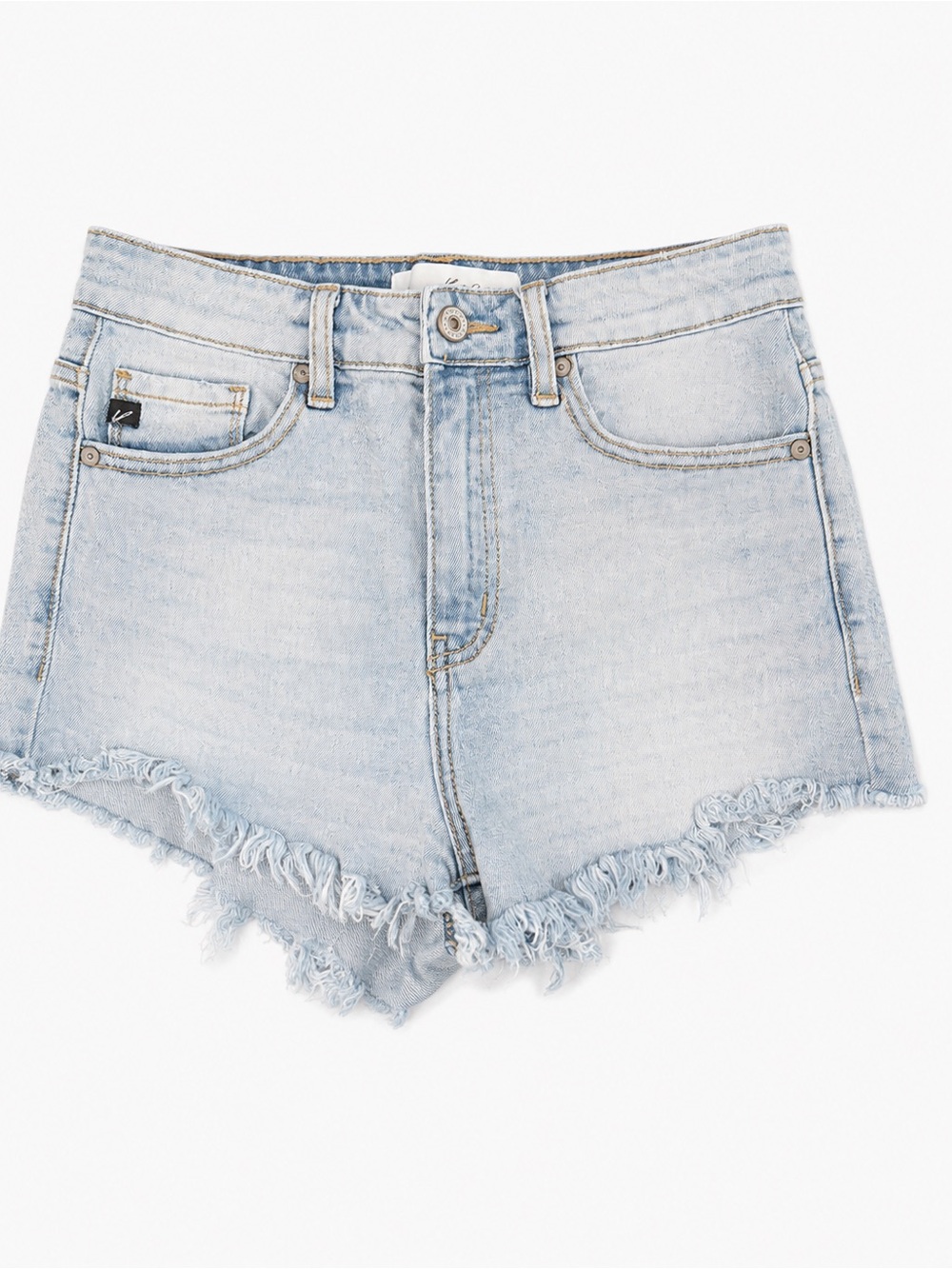 KanCan Light Wash Denim Frayed Hem Shorts - Size Small